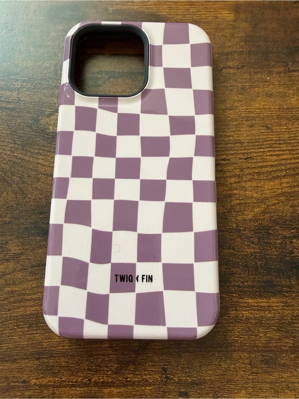 TWIG & FIN Wavy Purple Check iPhone 15 Pro Max Case